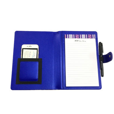 دفتر ملاحظات من جلد البولي يوريثان 40pp غلاف مقوى لولبي أزرق مع دفتر ملاحظات